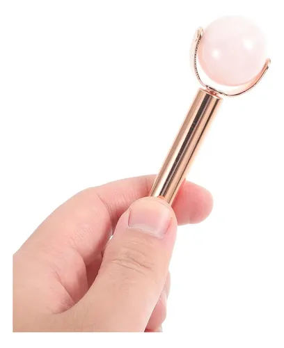 Rodillo Facial Jade Y Cuarzo Rosa Metalizado Para Belleza