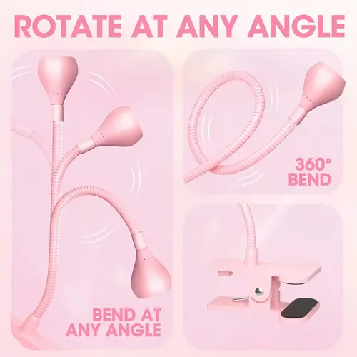 G Lampara Para Uñas Profesional Rosa Usb Con Pinza Lampara S