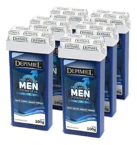 Kit Con 06 Ceras Depilatória Depimiel Roll-on Men 100g Recambio