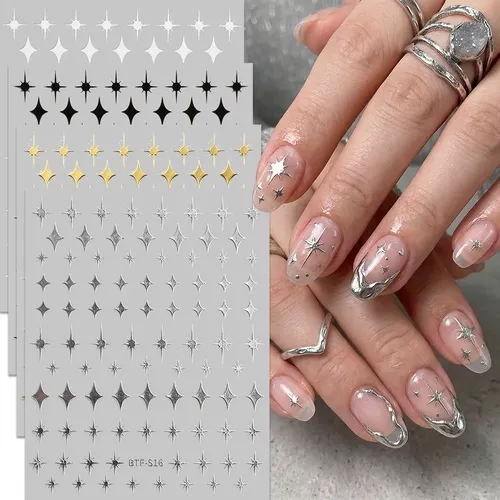 Stickers Para Uñas Estrellas Y Cruces X4