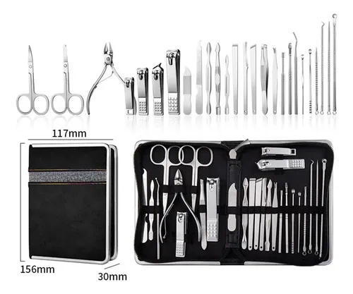 Px Juego De Manicura For Mujeres, Con Estuche De Negro Negro