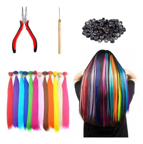 120pcs Extensiones Cabello Sinteticas Cortinas Fantasía