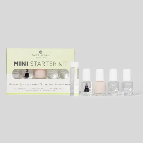 Kit De Uñas Dazzle Dry Mini Con Base, Top Coat Y Transform