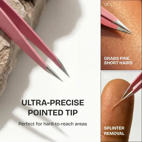 Pinzas Profesionales Rosa Precisión Para Cejas Y Facial