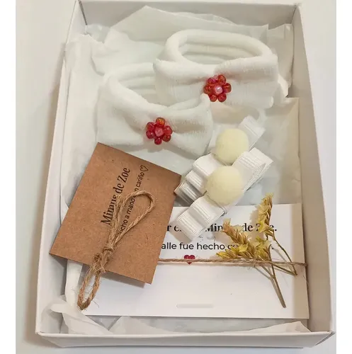 Set Lazos Blancos Cabello Niña Con Hebillas Y Colitas