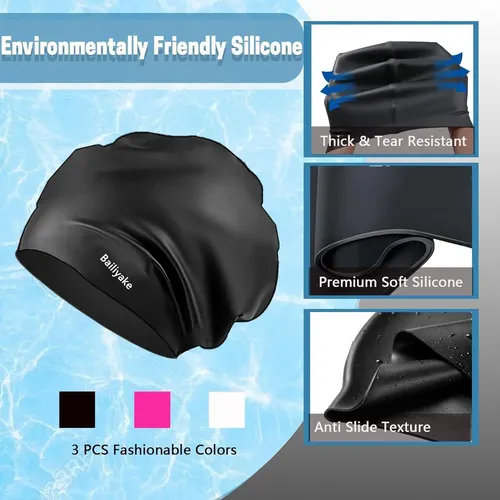 Paquete De 3 Gorras De Baño Silicona Bailiyake Extra Grande