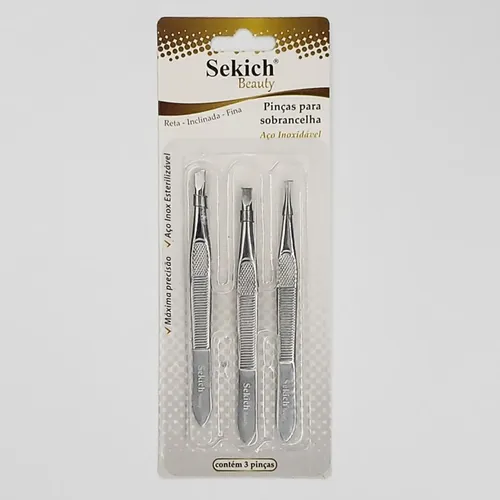 Kit De 3 Pinzas For Cejas De Acero Inoxidable Sekich Beauty