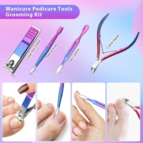 Set De 12 Piezas De Manicura, Cortaúñas, Kit De Pedicura Par