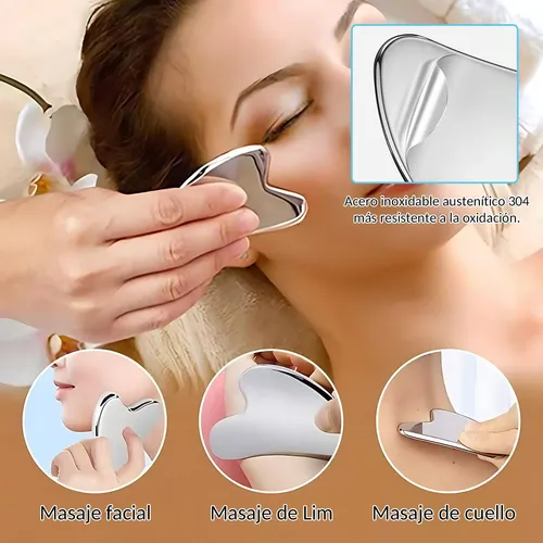 2 Piezas Herramienta De Guasha Facial,gua Sha De Acero