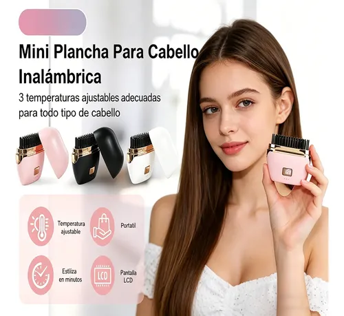 Rf Minialisador De Pelo Inalámbrico Glambrush, Peine 2 En 1