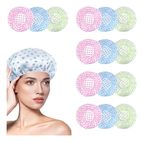 15 Gorro De Ducha Gorra Para Baño Impermeables Elástico