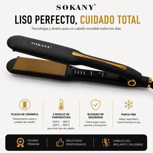 Planchita De Pelo Alisadora Cabello Sokany 43w Peluqueria Negro