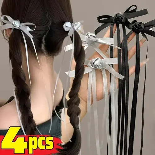 4 Pinzas Para El Pelo Largo Con Lazo De Encaje, Cinta, &uf