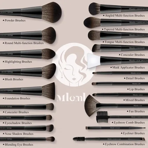 Set De Brochas De Maquillaje Mlemle 25 Unidades Emberblack