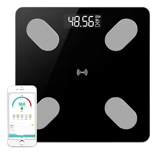 Balanza Baño Digital Bluetooth Personal Corporal 180kg Negra