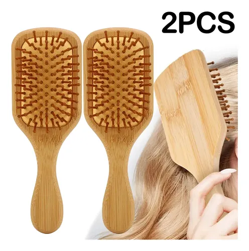 Set De 2 Cepillos De Bambú Para Masaje Capilar