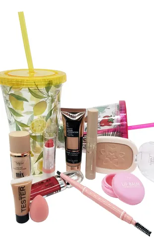 Combo De Maquillaje Tejar En Vaso Acrílico !!!