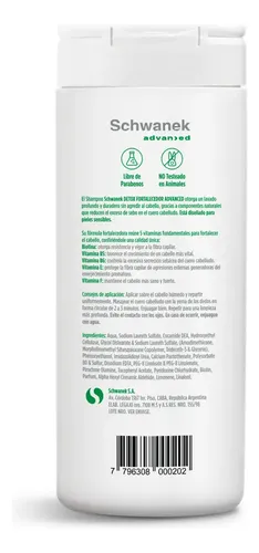 Shampoo Schwanek Detox Advanced Caída De Cabello Seborrea Cabellos Grasos 5 vitaminas brillo extremo, limpieza profunda