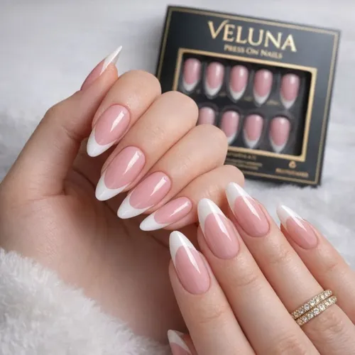 Uñas Press On Veluna – Soft Gel – Francesitas Clásicas 30u Almendra – Rosa Claro