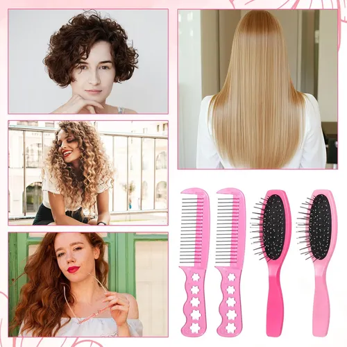 Cepillo De Pelo Luxejie Con Cerdas Metálicas Rosas Y Platead