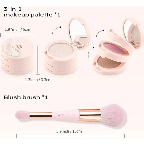 Paleta De Maquillaje Color Nymph 3 En 1 Rubor Contorno
