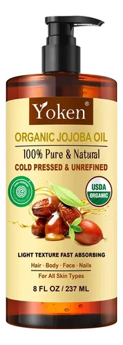 Aceite De Jojoba Orgánico Yoken 236ml Prensado En Frío