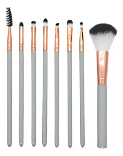 Set 8 Brochas Y Pinceles De Fibra Dual Mely Viral Gris