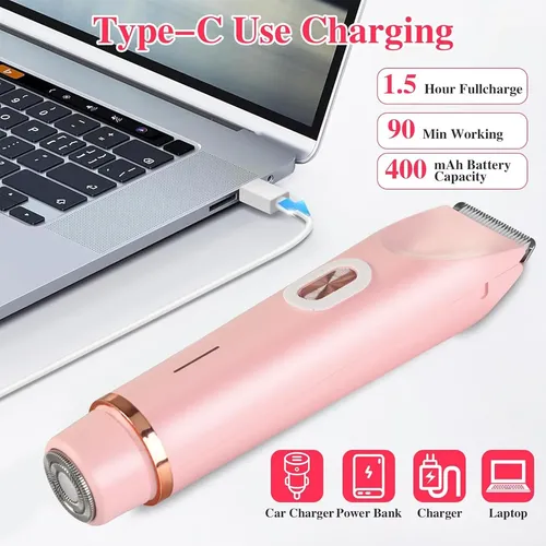 Depiladora Eléctrica Gndroo 2 En 1 Recargable Rosa
