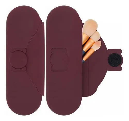 Estuche de Silicona Bordó para Brochas de Maquillaje Divadwell Depot con Soporte Magnético