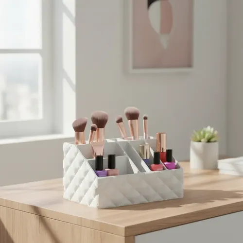 Organizador Inflable Maquillaje Cremas Escritorio Oficina Blanco