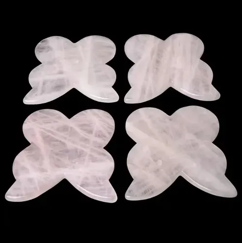 Herramienta Gua Sha Con Forma De Mariposa De Cuarzo Rosa Nat