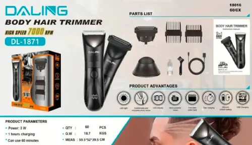Corta Pelo 2 En 1 Corporal Barba Cabello Recargable Display