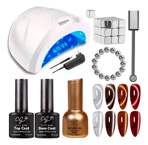 Kit Uñas Esmalte Gel Semipermanente Efecto Ojo Gato Iman