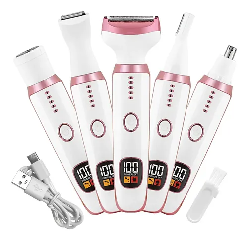 Depiladora Femenina 5 En 1 Visor Recargable Usb Cortadora
