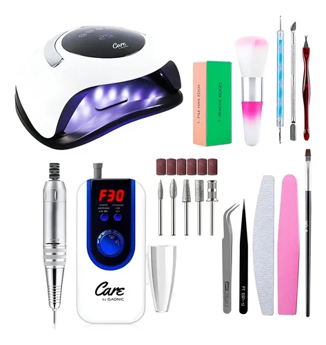 Kit Para Uñas Torno Recargable +cabina Para Uñas Profesional Nude
