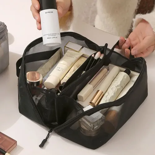Bolsas Cosméticas De Malla Con Cierre Y Asa