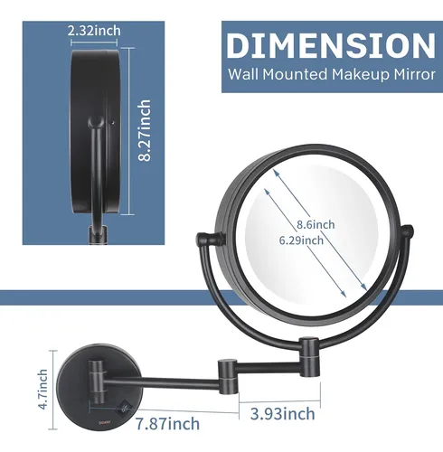 Espejo De Maquillaje De Pared Con Luz Y Aumento 10x Dowry