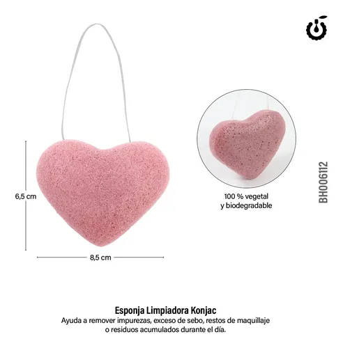 Esponja Konjac Natural Forma De Corazon Fibra Vegetal
