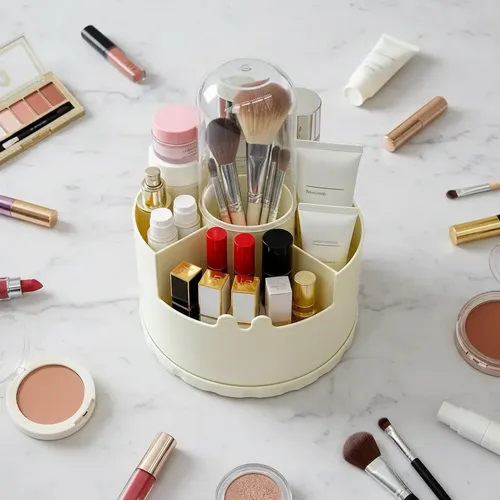 Organizador Escritorio Maquillaje 4 Divisiones Giratorio 360