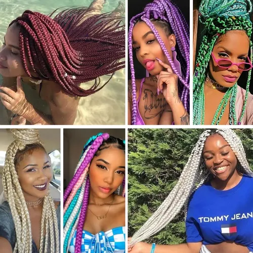 Trenzas Africanas Extensiones De Pelo Artificial Colores