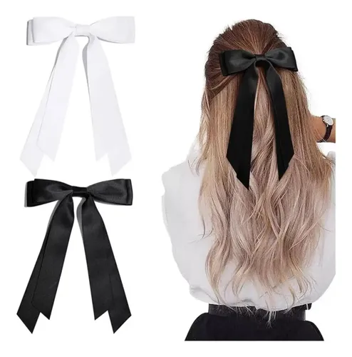 Aros De Satén Con Lazo Grande Para Cabello, Estilo Elegante