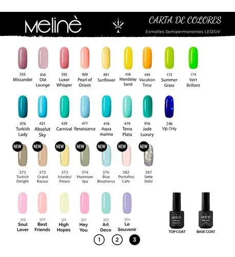 Esmalte Color Gel Uvled Semipermanente Meline Tono Top Coat Glitter