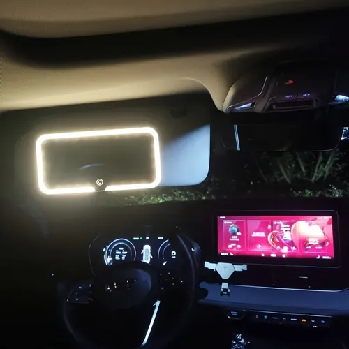 Espejo De Tocador Led Para Coche, 3 Colores, Visera Solar Táctil, Espejo De Maquillaje Blanco
