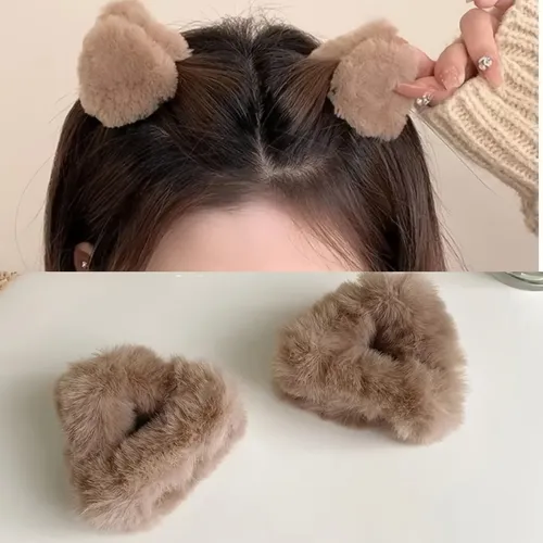 Broches De Peluche For Cabello Orejas De Gato Marrón