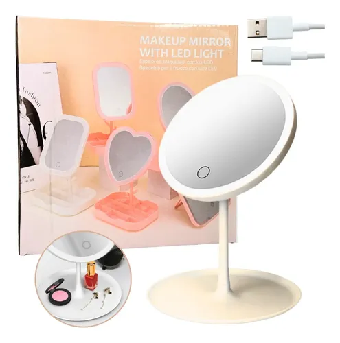 Espejo de Maquillaje Redondo LED Táctil Recargable DD2 17cm