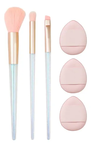 Set X6 Brochas Esponjas Para Maquillaje Mango Tornasoladas