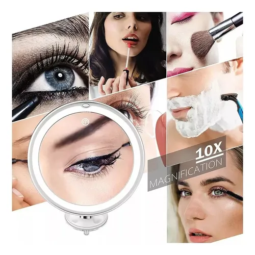 Espejo De Maquillaje Led 360, Aumento Flexible De Ventosa