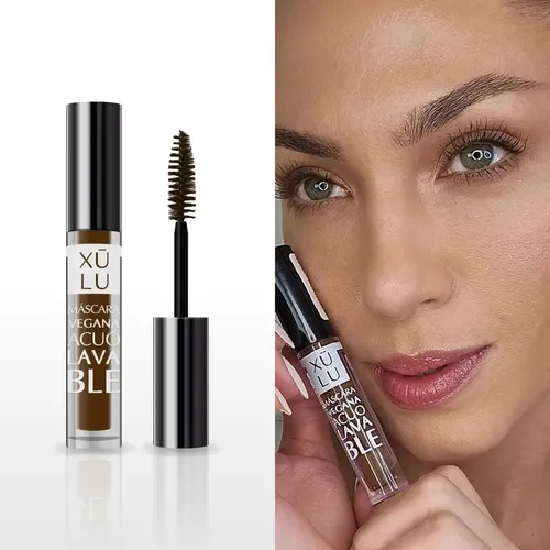 Máscara Para Pestañas Acuolavable Xúlu Cosméticos Negro Gel Color Marrón