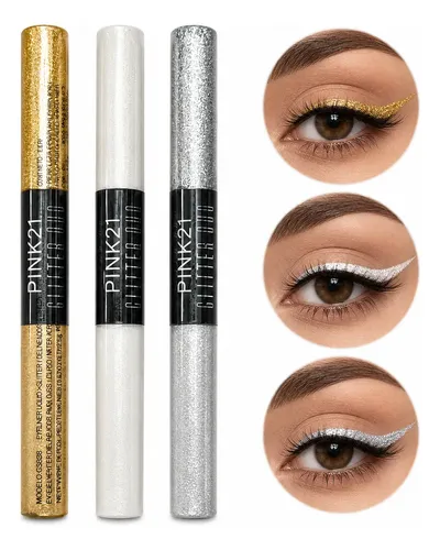 Set 3 Delineadores Liquidos Glitter Duo Metalicos Pink 21