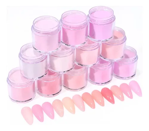 Jjwww)polvos De Uñas Acrílicos Profesionales De 12 Frascoskk